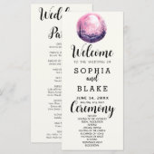 Programme de mariage blanc Boho rose et blanc sous (Devant / Derrière)