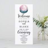 Programme de mariage blanc Boho rose et blanc sous (Debout devant)