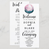 Programme de mariage blanc Boho rose et blanc sous (Devant / Derrière)