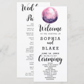Programme de mariage blanc Boho rose et blanc sous (Devant / Derrière)