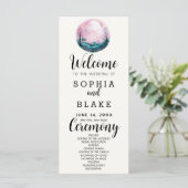 Programme de mariage blanc Boho rose et blanc sous (Debout devant)