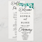Programme de mariage blanc cassé aux fleurs blanch (Devant / Derrière)