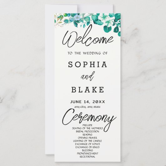 Programme de mariage blanc cassé aux fleurs blanch (Devant)