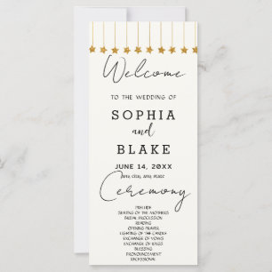 Programme de mariage blanc cassé avec étoiles doré