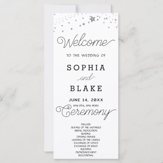 Programme de mariage blanc céleste Silver Stars (Devant)