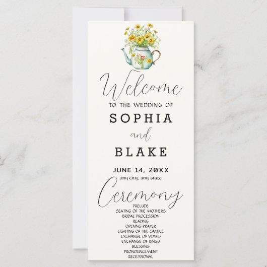 Programme de mariage blanc crème Marguerites Campa (Devant)