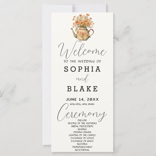Programme de mariage blanc crème Marguerites Campa (Devant)