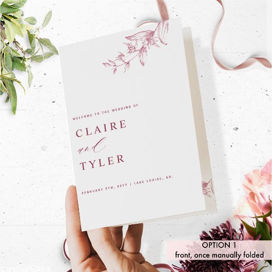 Programme de mariage blanc et bordeaux chic et sim