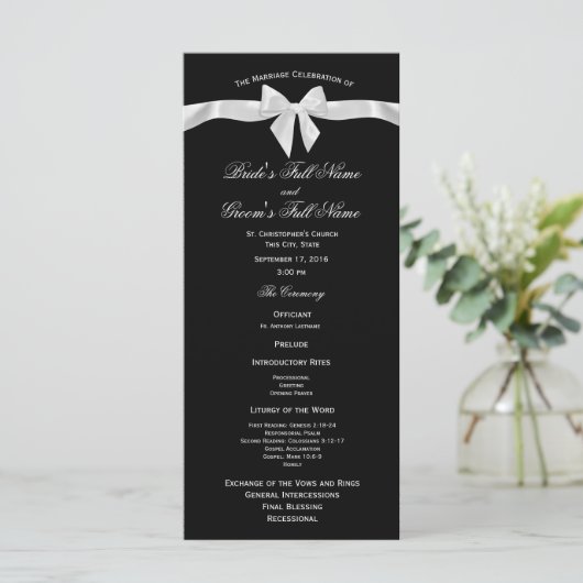 Programme de mariage blanc et noir (Debout devant)