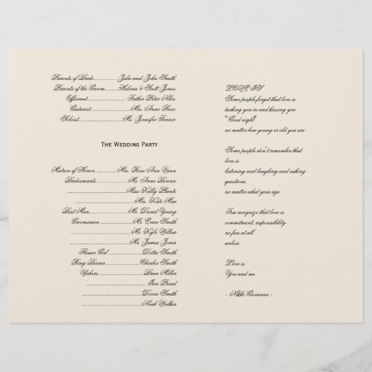 Programme de mariage blanc et rouge de mélèze d'hi (Dos)