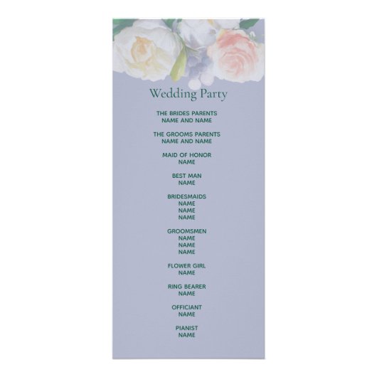Programme de mariage blanc floral bleu foncé (Dos)