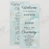 Programme de mariage blanc floral et vert clair (Devant / Derrière)