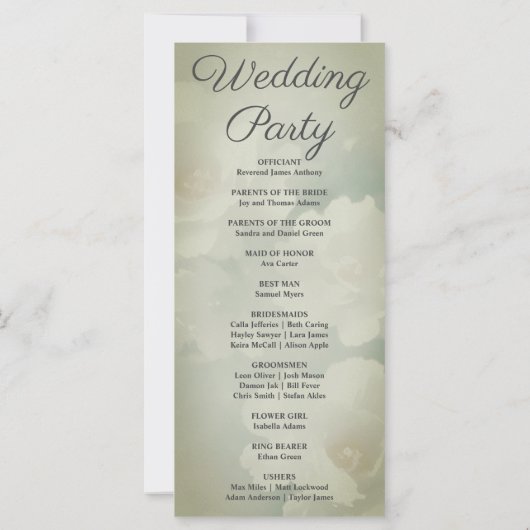 Programme de mariage blanc floral et vert de l'arm (Dos)