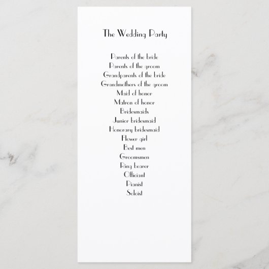 Programme de mariage blanc minimal déco (Dos)