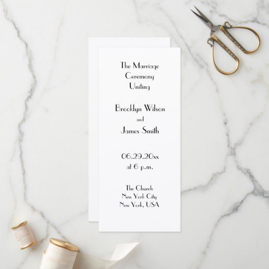 Programme de mariage blanc minimal déco (Devant/Arrière en situation)