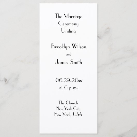 Programme de mariage blanc minimal déco (Devant)