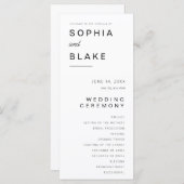 Programme de mariage blanc minimaliste simple (Devant / Derrière)