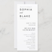 Programme de mariage blanc minimaliste simple (Devant)