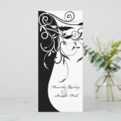 Programme de mariage - Blanc Noir Contraste Floral (Debout devant)