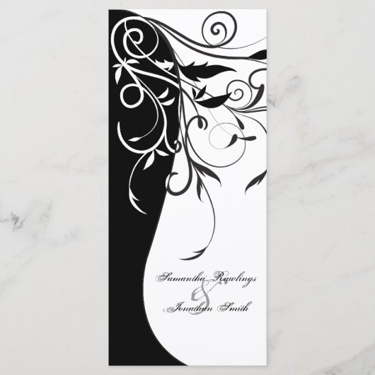 Programme de mariage - Blanc Noir Contraste Floral (Devant)