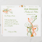 Programme de mariage | Blanc orange vert| Floral (Devant / Derrière)