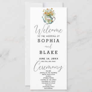 Programme de mariage blanc rustique avec marguerit