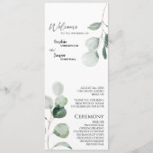 Programme de Mariage blanc vert moderne (Devant)
