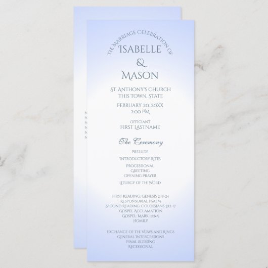 Programme de mariage bleu (Devant / Derrière)