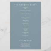 Programme de mariage bleu à monogramme floral blas (Dos)