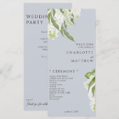 Programme de mariage bleu blanc Hydrangea Dusty (Devant / Derrière)