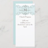 Programme de mariage bleu blanc vintage (Devant / Derrière)