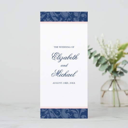 Programme de mariage bleu bleu bleu bleu rose dama (Debout devant)