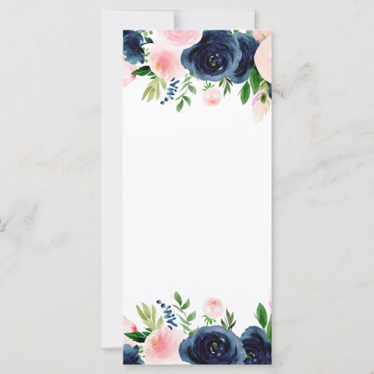 Programme de mariage bleu bleu rose floral (Dos)