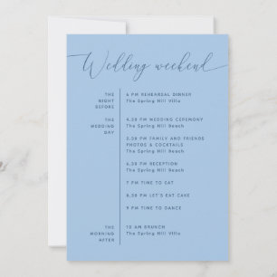 Programme de mariage Bleu ciel pastel   Calendrier