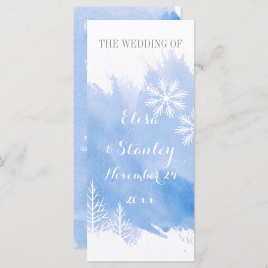 Programme de mariage bleu d'aquarelle abstraite mo (Devant / Derrière)