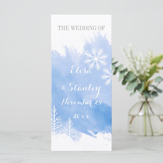 Programme de mariage bleu d'aquarelle abstraite mo (Debout devant)