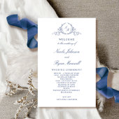 Programme de mariage bleu de la marine monographiq