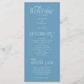 Programme de mariage bleu denim Typographie modern (Devant)