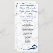 programme de mariage bleu et blanc royal Carte Rac (Devant / Derrière)