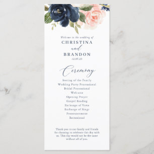 Programme de mariage bleu et bleu rose