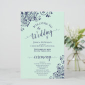 Programme de mariage bleu et vert de la marine et  (Debout devant)