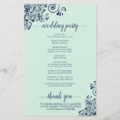 Programme de mariage bleu et vert de la marine et  (Dos)