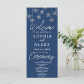Programme de mariage bleu foncé avec étoiles suspe (Debout devant)