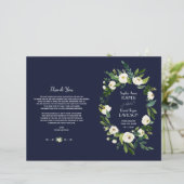 Programme de mariage bleu foncé floral blanc aquar (Debout devant)