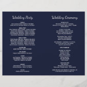Programme de mariage bleu foncé floral blanc aquar (Dos)