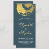 Programme de mariage Bleu Gold Foil Circle Brosse (Devant / Derrière)