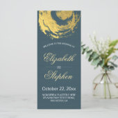 Programme de mariage Bleu Gold Foil Circle Brosse (Debout devant)