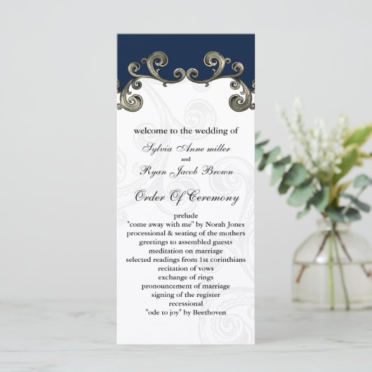 Programme de mariage "bleu marine" (Debout devant)