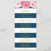 Programme de mariage bleu marine avec aquarelle ro (Devant)