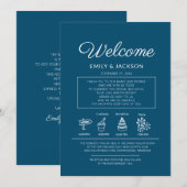 Programme de mariage bleu marine blanc Bienvenue (Devant / Derrière)